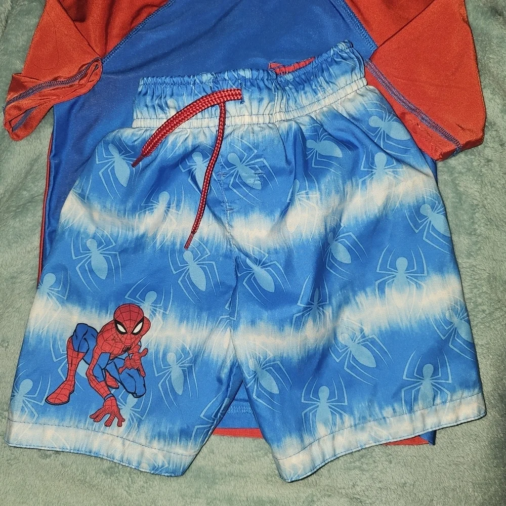 Spiderman Kids Swim Rashguard - Blue and Red